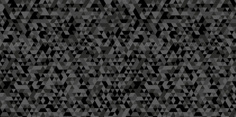 Triangle Vector Abstract Geometric Technology seamless pattern Background. Black triangular mosaic backdrop design. Triangle polygonal square abstract banner background.	