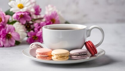 A cup of coffee with a plate of pastries