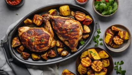 A delicious meal of grilled chicken and vegetables