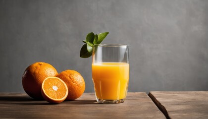 Fototapeta premium A glass of orange juice with a slice of orange on top