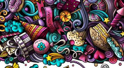 Happy Birthday cartoon banner illustration