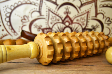 Wooden utensils used in beauty and wellness center