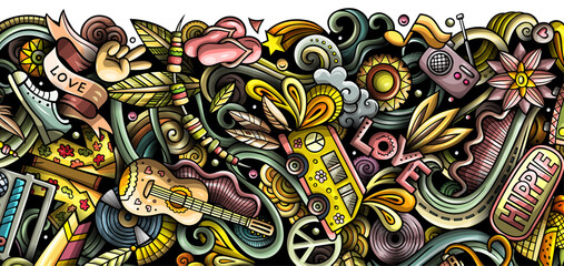 Hippie cartoon banner illustration