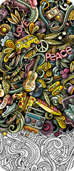 Hippie cartoon banner illustration