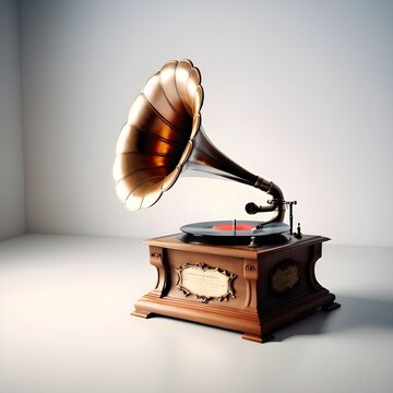 Antique Gramophone Ready to Play an Old Record