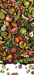 Fruits cartoon doodles banner design