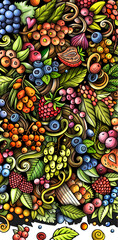 Berry Fruits cartoon doodles banner