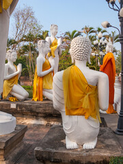 Prayer group statues in Wat Yai Chai Mongkol, Ayutthaya, Thailand