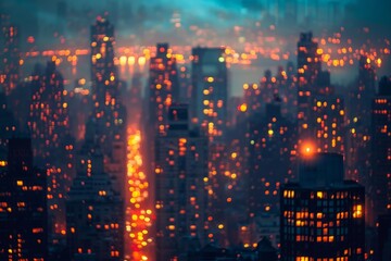 Fototapeta premium Twinkling City Lights at Dusk