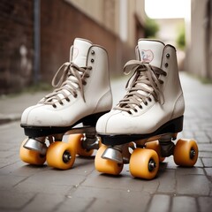 Lonely Roller Skates Abandoned in an Alley