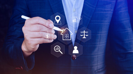 Real estate investment concept, Buy, own, sell properties for profit, Cash flow, appreciation, tax advantages. Research, strategy, Real estate investment yields financial rewards, real estate market