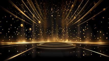3D golden luxury elements for award ceremony background and podium