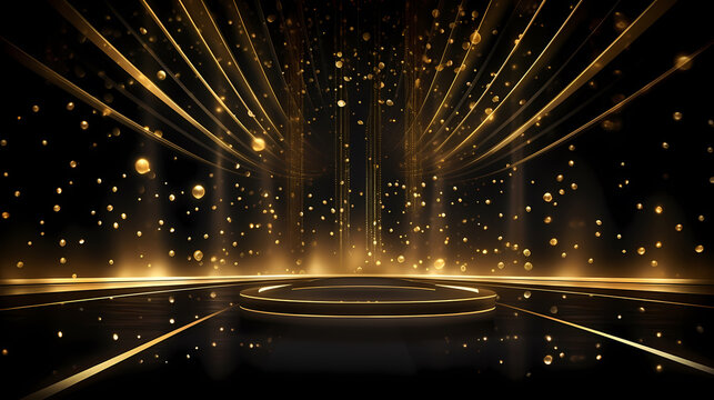 3D golden luxury elements for award ceremony background and podium