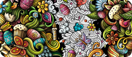 Happy Easter cartoon banner design