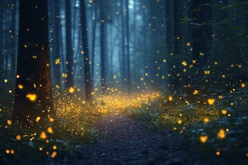 Fireflies' Symphony in the Dark Forest