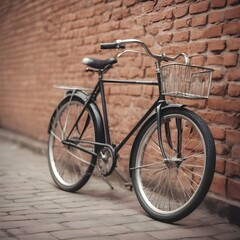 Nostalgic Vintage Bicycle Resting Against a Brick Wall