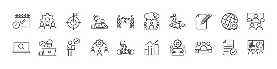set of business icons, meeting, work, team