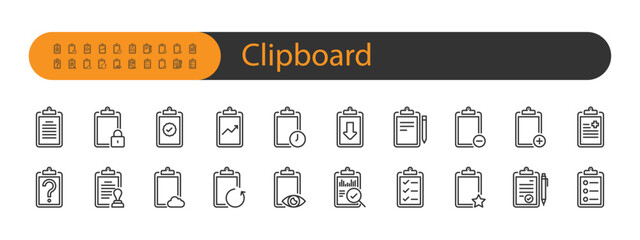 set of clipboard icons, report, business, research