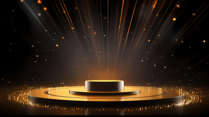 Fototapeta na wymiar Award ceremony background, abstract shiny luxury golden light wave design element