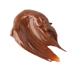 Smear of tasty chocolate paste on white background