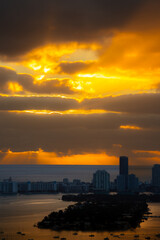 Beautiful sunrise over Miami South Beach on a winter morning