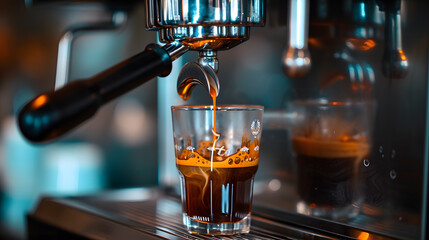 Coffee machine making fresh cup of espresso