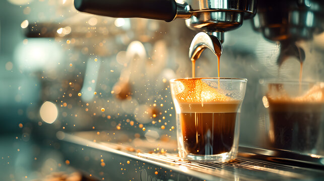 Coffee machine making fresh cup of espresso