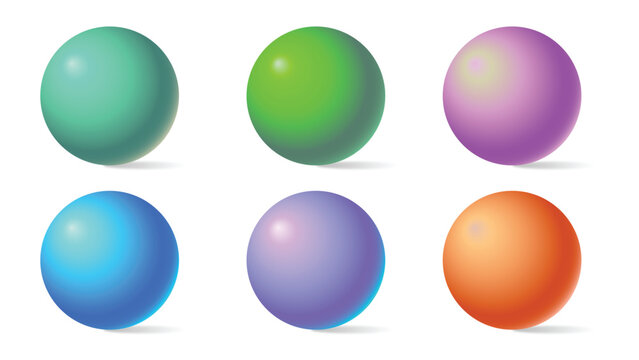 Colorful balls. 3d ball. Set of glossy spheres and balls on a white background with a shadow. Vector illustration