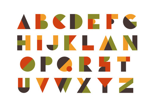 Typography font with geometric alphabet.