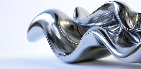 An abstract shape made of polished steel on a white background. The concept of modern art.
