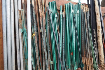 The post and poles are all different colors.