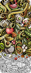 Diet food cartoon banner illustration
