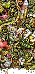 Fototapeta premium Diet food cartoon banner illustration