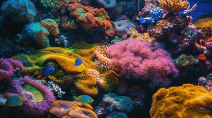 Fototapeta na wymiar Coral Reefs Alive: Colorful Marine Life Thriving in a Vibrant Coral Reef.