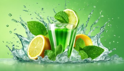 A green drink with lemon and mint