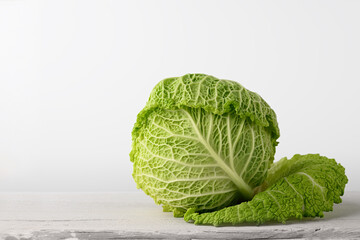 cabbage on wooden table