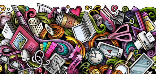 Obraz premium Designer tools cartoon banner