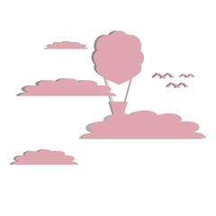 Clouds and pink balloons