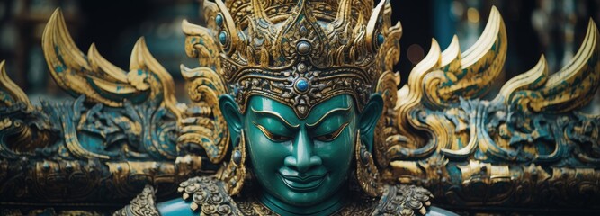A detailed close up of aThai giant statues - obrazy, fototapety, plakaty