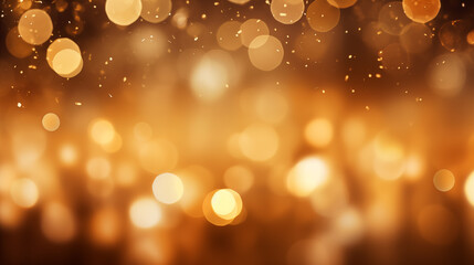 Abstract gold bokeh background, holiday celebration background with golden particles