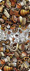 Coffee doodle cartoon banner