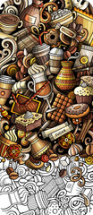 Coffee doodle cartoon banner