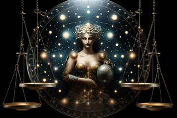 The personification of the zodiac sign Libra. Generative AI - obrazy, fototapety, plakaty