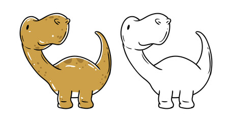Brown dinosaur element hand-drawn with sketch vector illustration