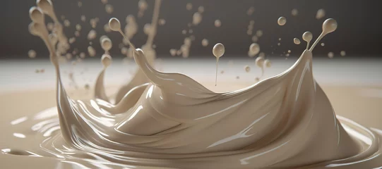 Wandcirkels aluminium splash of thick vanilla milk, liquid, sweet, wave 20 © Nindya