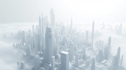 Fototapeta premium A city rendered in white.
