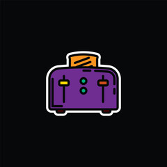 Original vector illustration. A contour icon. An electric appliance designed for fast toasting of flat pieces of bread. The toaster. A design element.