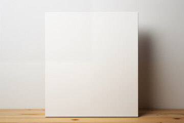 Blank white canvas stands on a table on a white background.