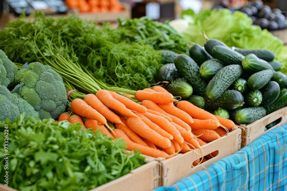 Poster A collection of various vegetables neatly arranged and packed inside a box.