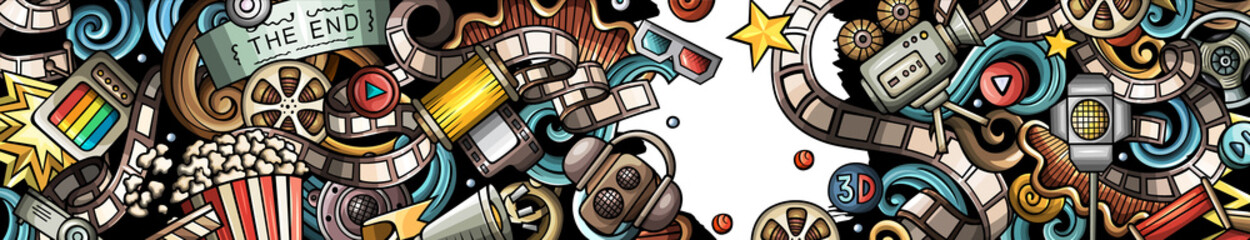 Cinema doodle funny cartoon banner